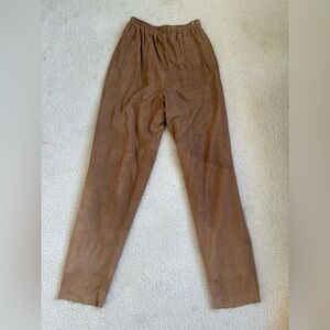Vintage I. Magnin 100% suede leather lined pull on pants, sz 12 (sz 26 waist)